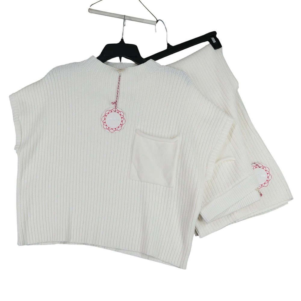 Umgee Rib Knit Lounge Set NWT Womens S Matching Top Wide Leg Pants Boutique